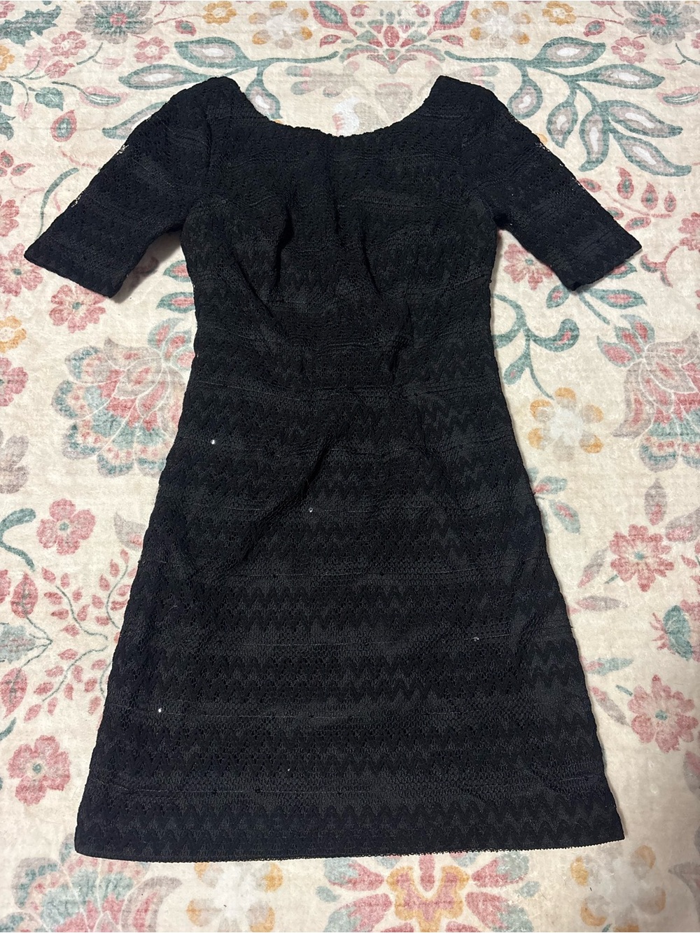 Anthropologie Plenty Tracy Reese Black sequin Lace Short Sleeve Mini Dress